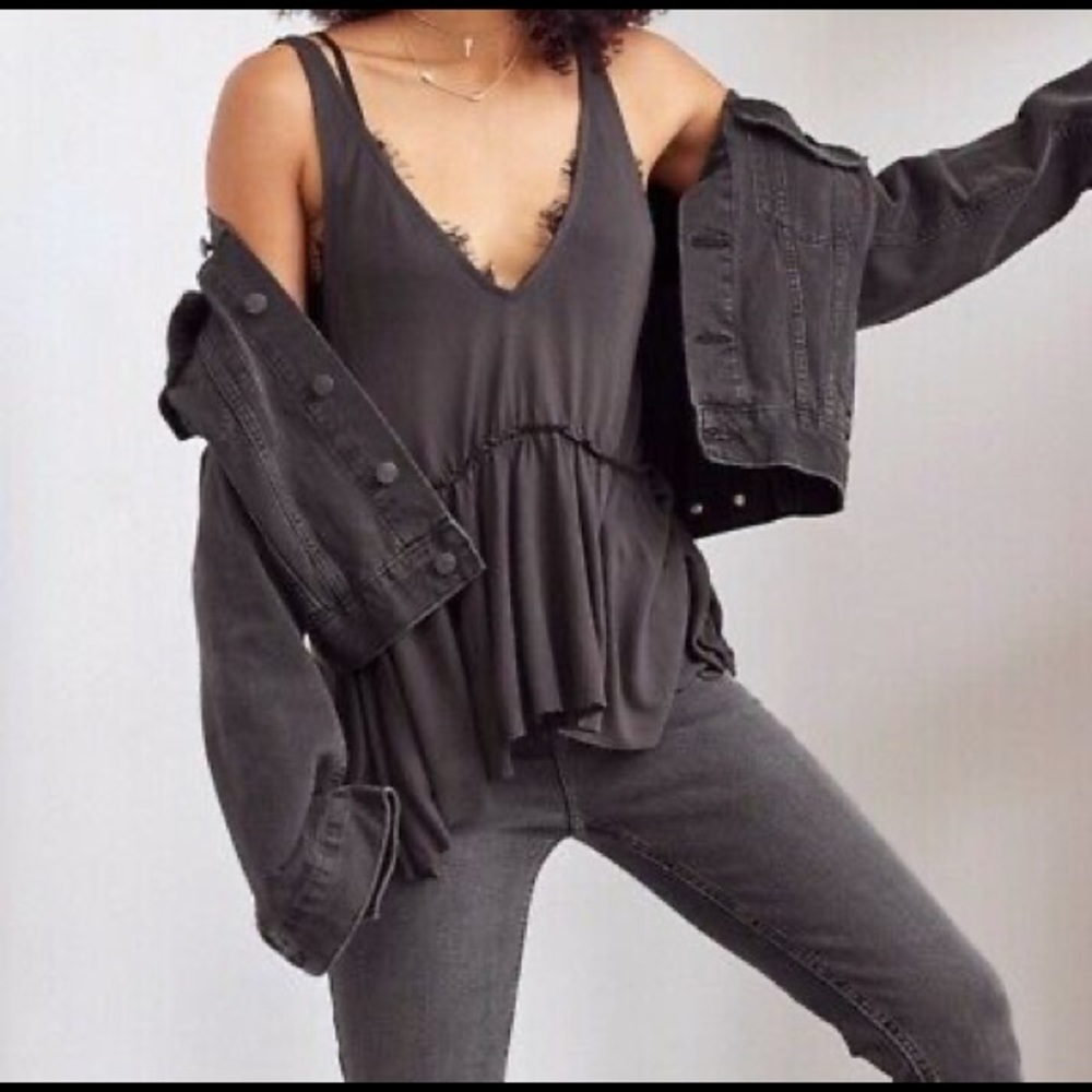 UO V Neck Peplum Tank